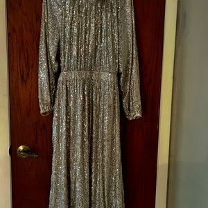 H & M silver sequin long sleeve mid length dress.